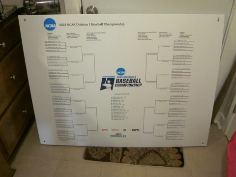 2023 NCAA DIV 1 BASEBALL CHAMPIONSHIP BRACKETS 36x48 CWS MAN CAVE LSU CHAMPS? Cover