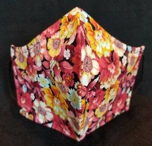 Flower Garden Burgundy/Coral/Yellow Filtered Face Mask Pandemic Protection USA - Picture 1 of 8