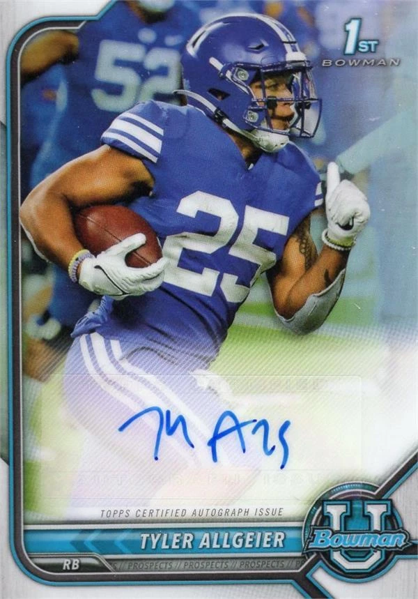 Tyler Allgeier signed football card  2022 Bowman University 1st Rookie #BCPATA - Image 1 of 1
