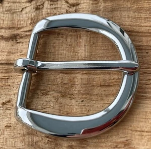 1-1/2" Nickel Plated Brass Belt Buckle - Classic D style w. Heavy Duty Quality - Picture 1 of 5