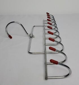 Wire Hanger With 10 Hooks for Neck Ties Belts Scarf Accessories Silver Red Color