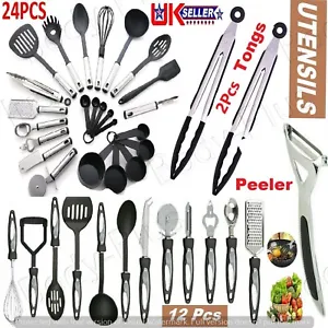 24 pcs Cooking Utensil Set Kitchen Baking Spoon Spatula Bbq Serving Peeler Tongs - Picture 1 of 10