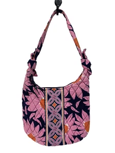 Vera Bradley "Loves Me" Olivia Small Hobo Shoulder Pink DAISY Retired Great Cond - Picture 1 of 11