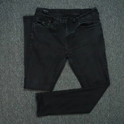 True Religion Jeans Men 38x33 Black Rocco Relaxed Skinny Five Pocket Flaps - Image 1 of 4