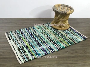 Green Chindi Rug Area Rag Rug Home Decor Chindi Rug Rag Bohemian Indian - Picture 1 of 6
