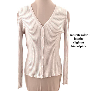 sweater S blush/beige silk cashmere cardigan BANANA REPUBLIC ribbed knit V-neck