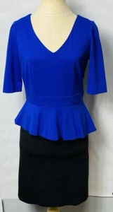 Tahari Women Dress Two Colors Royal Blue /black Size S - Picture 1 of 2