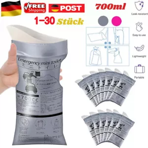 Einweg Urinal mit GRANULAT Notfall Reise Toilette WC Urinalbeutel Taschen WC - Bild 1 von 32