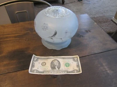 Antiguo aplique victoriano campana pantalla de vidrio azul claro floral ART DECO Foto 1 de 4