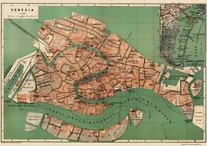 Historic Map - Venice Italy - Baedeker 1886 - 23 x 32.54 - Vintage Wall Art - Picture 1 of 20