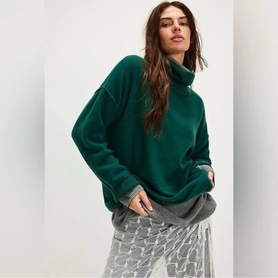 Free People Addie Cashmere Turtleneck Sweater Fern Green Large - Image 1 of 4