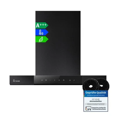 Campana extractora 60 cm campana de pared recirculación aire de escape táctil negro vidrio bicolor LED - Imagen 1 de 4