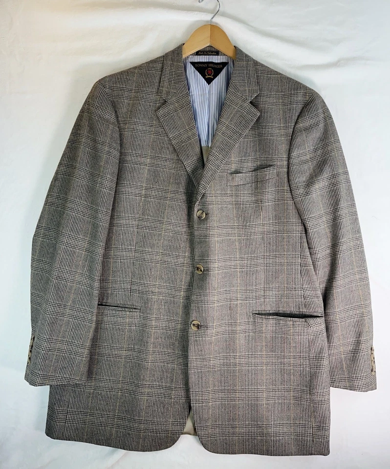 Abrigo deportivo de colección años 90 Tommy Hilfiger para hombre 44L Worsted traje chaqueta acetato Foto 1 de 4