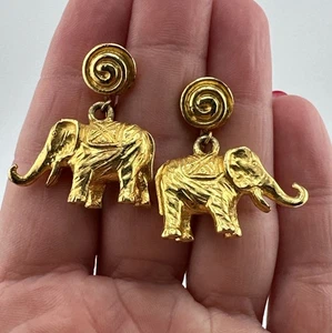 Pendientes de clip vintage GT colgantes elefante 1 1/4”, F38 - Imagen 1 de 5
