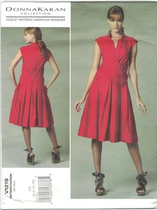 Vogue 1219 Donna Karan Mock Wrap Bodice Dress Pattern Size 6 8 10 12 Uncut - Picture 1 of 3