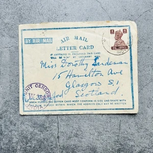 WWII air letter Airgraph from Royal Air Force RAF in India to Scotland 1943 - Picture 1 of 7
