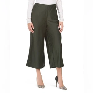 Rachel Zoe New Size 6 Evergreen Bias Cut Satin High Waist Wide Leg Pants Fall - Picture 1 of 5