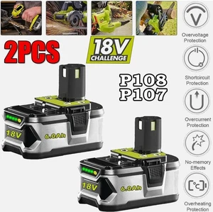 2PACK For RYOBI 18V Battery 6.0Ah High Capacity 18Volt Lithium-Ion One Plus P108 - Picture 1 of 9