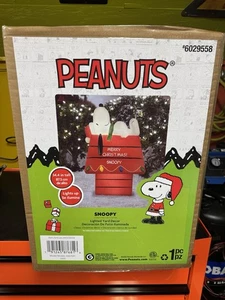 34"H Snoopy on Doghouse Christmas blow mold New In Box Ready To Ship ! - Picture 1 of 3