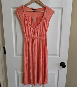 Banana Republic DRESS Coral Women's Sz S NWT Sleeveless Midi Swing Preppy - Picture 1 of 10