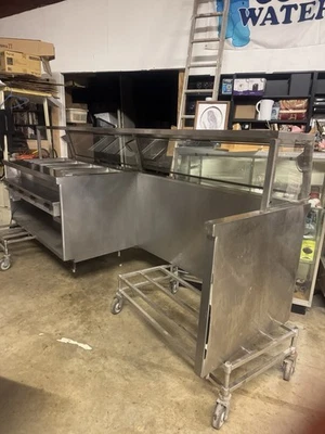 Mesa de vapor de 4 bahías para restaurantes comerciales con protector de estornudos y área de perp Foto 1 de 4