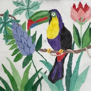 Needlepoint Handpainted Jean Smith Tree Top Toucan 14x14 - Picture 1 of 4