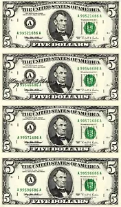 $5 Series 1995 Uncut Currency Signed by Mary Ellen Withrow - Picture 1 of 3
