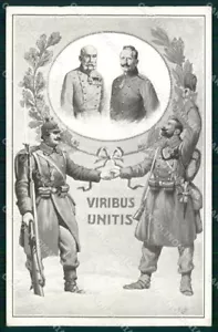 Reali Royalty Kaiser Wilhelm II Franz Joseph WWI Propaganda cartolina XB7270 - Imagen 1 de 2