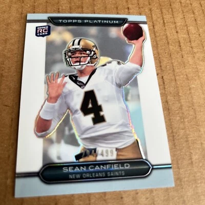 2010 Topps Platinum REFRACTOR Sean Canfield RC SP /499 #21 Saints Football (e5) - Image 1 of 2