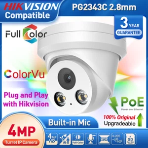 Hikvision Compatible 4MP ColorVu Turret POE outdoor IP Camera 24/7 Full Color - Picture 1 of 23