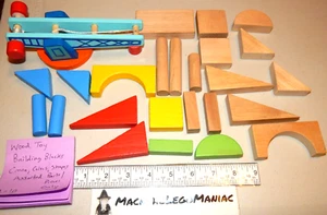 Wood Toy Building Block Pieces Shapes Arch Colors Cylinder Wooden Crane - Picture 1 of 5