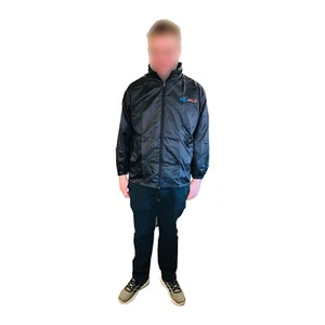 WATERPROOF BREATHABLE RAIN COAT + HOOD (LARGE) NAVY BLUE jacket cycling running - Picture 1 of 1