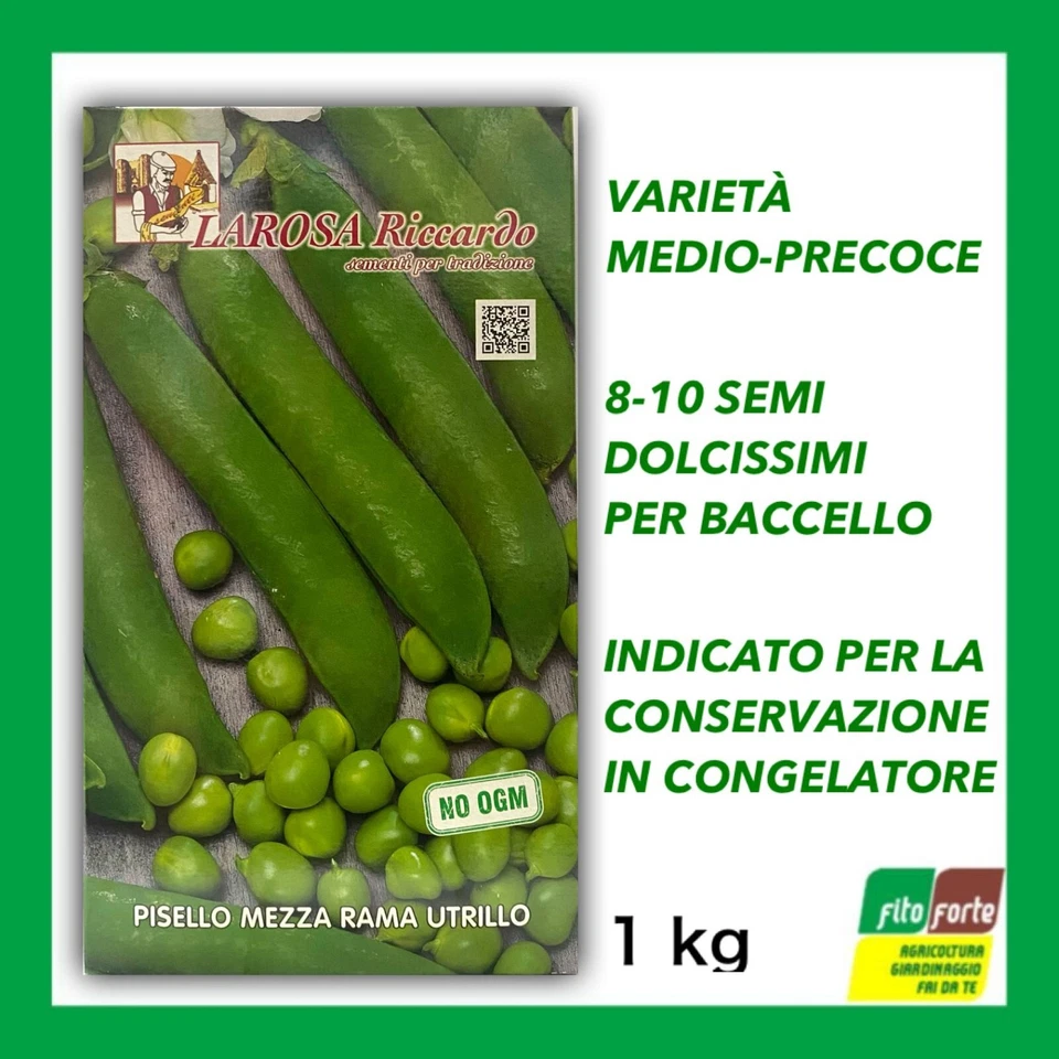 SEMI PISELLO MEZZA RAMA UTRILLO RICCARDO LAROSA 1 KG SEMENTI ORTO NO OGM - Immagine 1 di 1