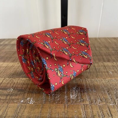 Salvatore Ferragamo Red Silk Lion Crest Made Italy Tie Mens 58” Long 3.75” Wide - Image 1 of 4