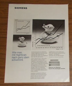 Seltene Werbung SIEMENS HIGHSCAN Scanner Büroscanner - Gummiente 1989 - Bild 1 von 1