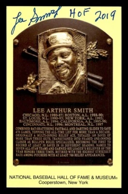LEE SMITH SIGNED NATIONAL BASEBALL HALL OF FAME PLAQUE POSTCARD "HOF 2019" JSA - Image 1 of 3