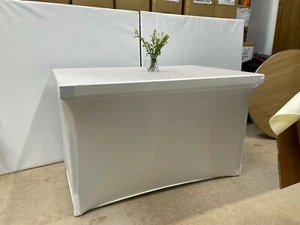 White Stretch Table Cover - 120 x 75 x 73.5cm Finished Height - Picture 1 of 3