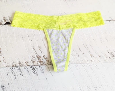 Lencería vintage Victoria’s Secret talla XS punto verde neón algodón tanga ribete de encaje Foto 1 de 4