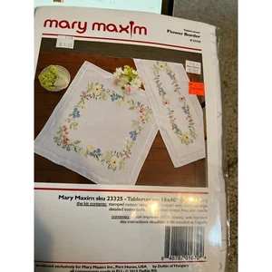 Mary Maxim Flower Boarder Table Runner Kit for Embroidery - Picture 1 of 7