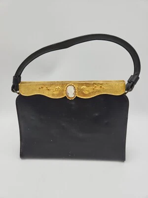 Bolso de Mano Vintage After Five por L and M Noche Tono Dorado Camafeo Negro con Monedero Foto 1 de 4