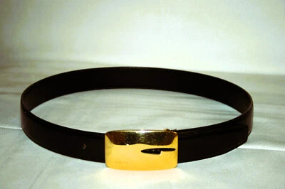 GUCCI-Gürtel  G-Schnalle Schwarz-goldfarbenes G-Logo-Lackleder, Länge 80cm - Bild 1 von 4