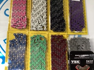 BMX Chain Colour Black Red Blue Pink Green Purple White or Chrome Old School - Picture 1 of 15