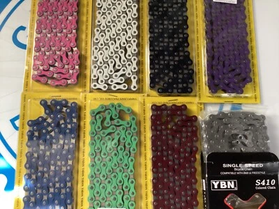 BMX Chain Colour Black Red Blue Pink Green Purple White or Chrome Old School - image 1 of 4