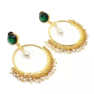 Green Diopside Earrings Stunning Gold Plated Jewelry Mother's Gift 2.5" G697 - Picture 1 of 5