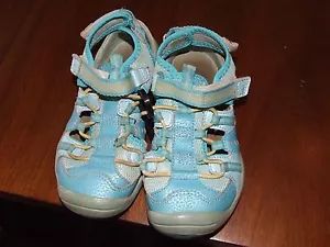 Stride Rite 11M Petra Sandals Aqua Yellow Toddler Girls Water Shoes Summer Blue - Picture 1 of 4