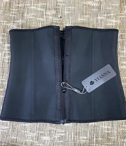 YIANNA Latex Waist Trainer Corsets Zipper Underbust Sport Girdle Hourglass Body - Picture 1 of 7