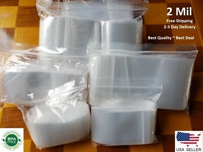 Clear Zip Seal Plastic Bags Jewelry Zipper Top Lock Reclosable Baggies 2 Mil 2ML - Image 1 of 4