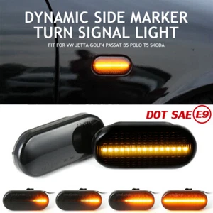 Dynamic LED Side Marker Signal Lights For VW Jetta Golf4 Passat B5 Polo T5 SKODA - Picture 1 of 8