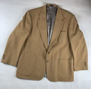 Vintage Eddie Bauer 100% Camel Hair Coat Blazer Mens Jacket 46L Tall Made In USA