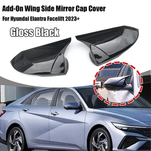 2X Gloss Black Side View Mirror Cover Cap For Hyundai Elantra Facelift 2023-2024 - Picture 1 of 5